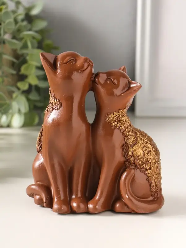 Фигура полистоун "Кот и Кошка" 14х13 см