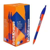 Ручка шариковая ErichKrause. R=301 Orange Matic & Grip, автоматическая, синий стержень, узел 0.7 мм, резиновый упор