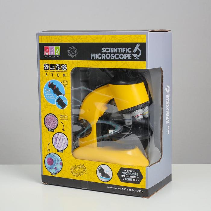 Микроскоп Микроскоп "Юный ученый" кратность до х1200, желтый, подсветка