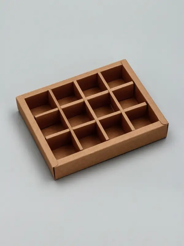 Коробка для 12 конфет, с прозрачной крышкой, 19&times;15&times;3.5 см