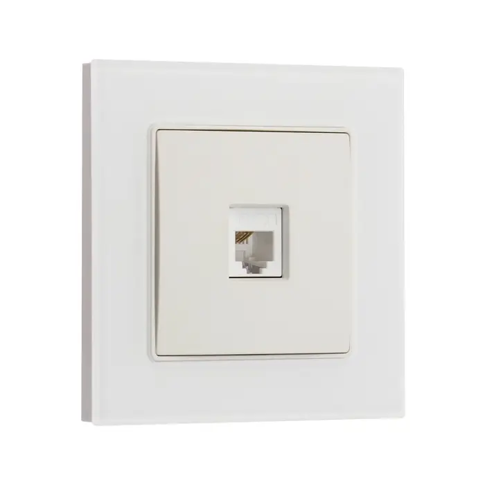 Розетка телефоннаяTOT Matte Glass, стекло, скрытая, одноместная, белая