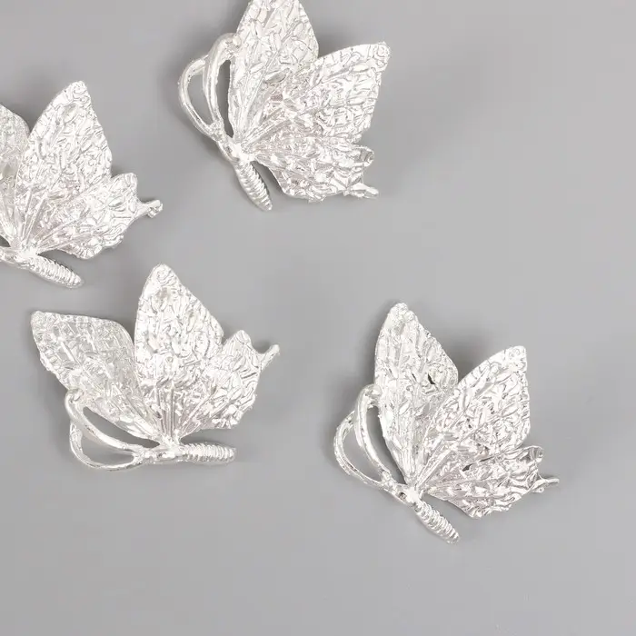 Декор для творчества металл "Полёт бабочки" серебро 3х2,6х0,9 см