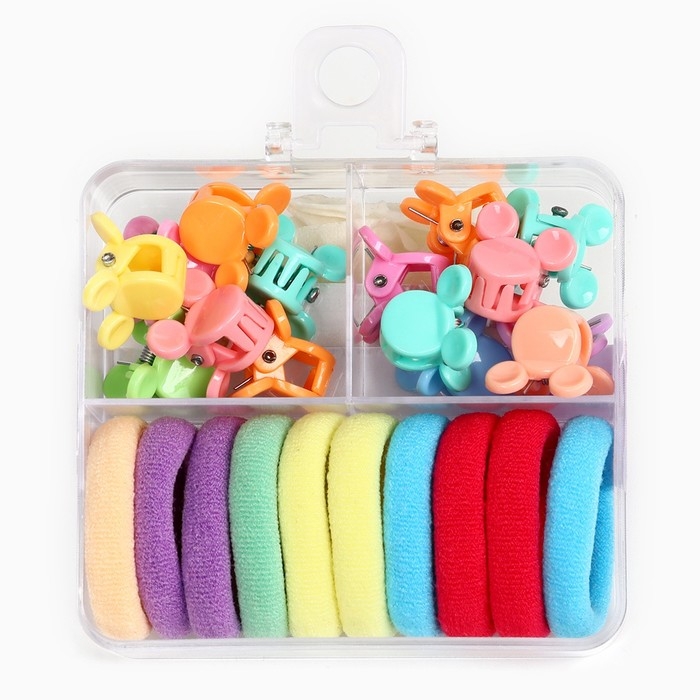 Набор подарочный, резинка для волос 10 шт, заколка крабик 12 шт, Минни Маус Набор подарочный, резинка для волос 10 шт, заколка крабик 12 шт, Минни Маус