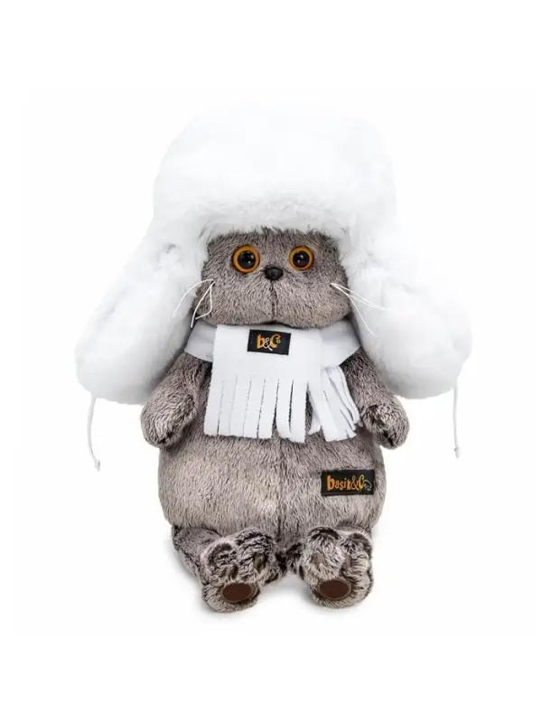 Мягкая игрушка &laquo;Кот Басик в белой меховой шапке&raquo;, 22 см