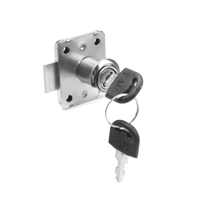 Мебельный замок, никелированный,2 английских ключа Мебельный замок, никелированный,2 английских ключа