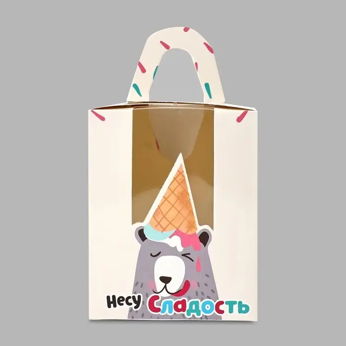 Коробка для капкейков, кондитерская упаковка, 1 ячейка «Несу сладость», 9 х 9 х 11 см Коробка для капкейков, кондитерская упаковка, 1 ячейка «Несу сладость», 9 х 9 х 11 см