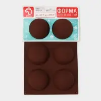Форма для выпечки Доляна &laquo;Фигуры. Полусфера&raquo;, силикон, 27&times;18&times;3.5 см, 6 ячеек (7&times;7&times;3.5 см), МИКС
