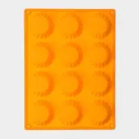 Форма для выпечки Доляна &laquo;Сладости. Круг реб&raquo;, силикон, 28&times;21 см, 12 ячеек, d=6 см, d по дну = 4 см, оранжевая