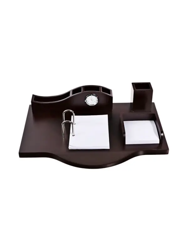 Набор настольный органайзер 34&times;24&times;18 см, 4 предметов, с часами