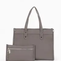 Сумка женская тоут TEXTURA на молнии, с кошельком, 30&times;10&times;24 см, тёмно-серый