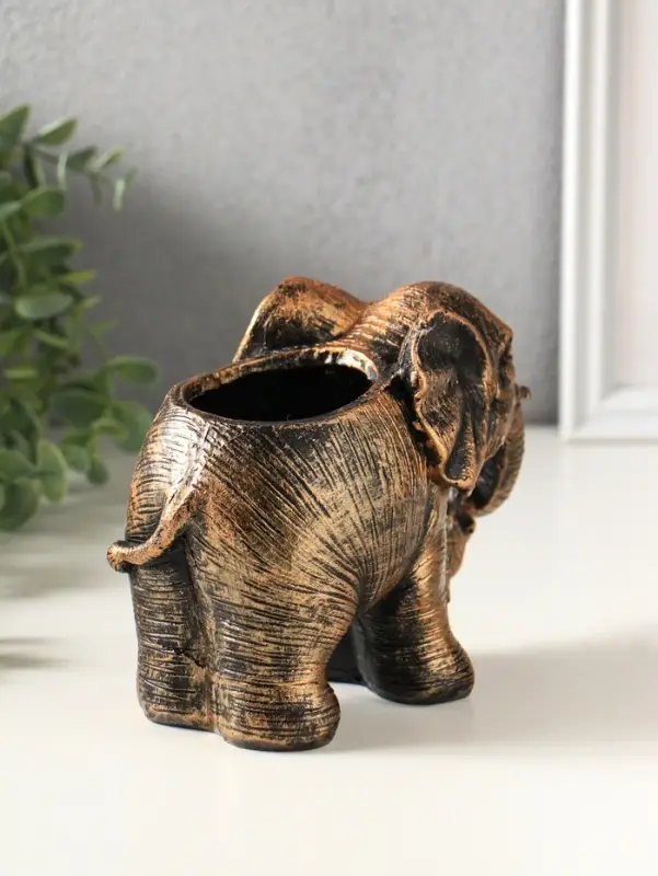 Подставка для мелочей &laquo;Слон со слонёнком&raquo;, 16&times;12&times;8 см, под бронзау