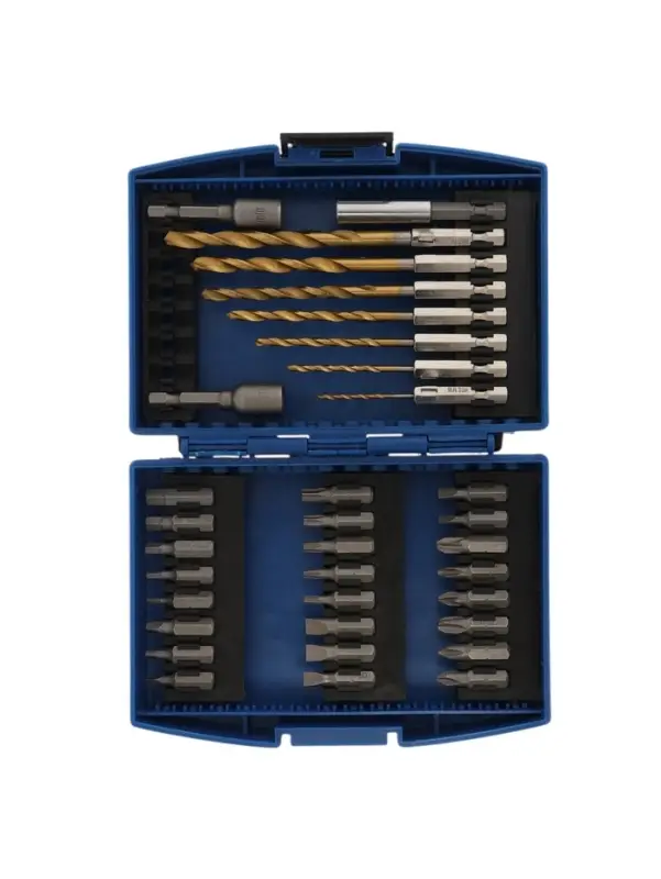 Набор сверл и бит ТУНДРА, HSS-Tin, шестигранный хвостовик, 1.5 - 6.5 мм, 34 предмета