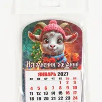 Магнит новогодний календарь отрывной 2027 &laquo;Исполнения желаний&raquo; 6.5&times;10 см