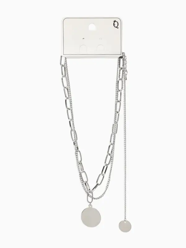 Кулон &laquo;Цепь&raquo;, звенья, 2 нити, цвет серебро, 42 см