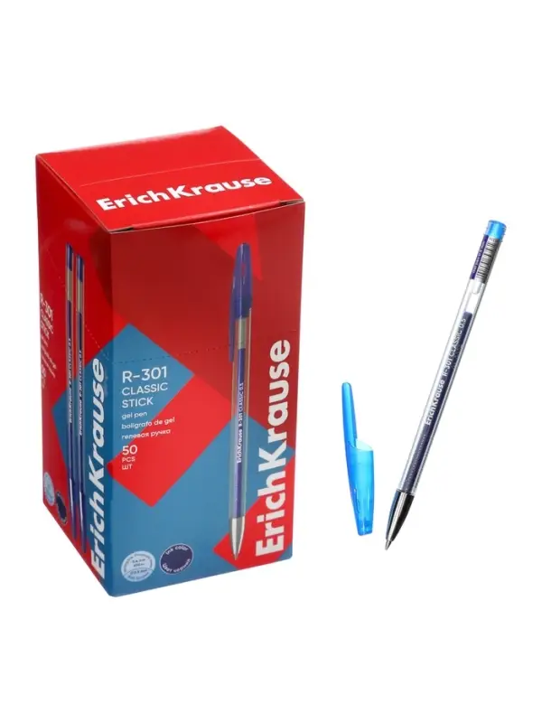 Ручка гелевая ErichKrause R=301 Gel Stick Classic, узел 0.5 мм, синяя