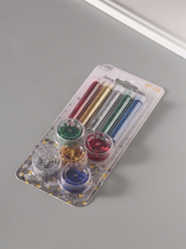 Глиттер Глиттер "Пудра и звёздочки" металлик набор 5х6 гр и 5х5 гр 21,4х9,3 см