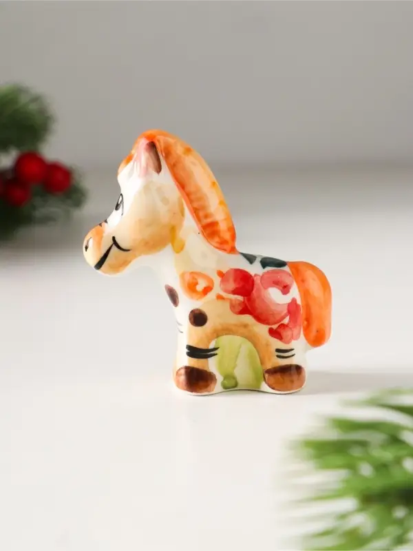 Сувенир Лошарик, 6х6х2см, гжель, цвет Сувенир Лошарик, 6х6х2см, гжель, цвет