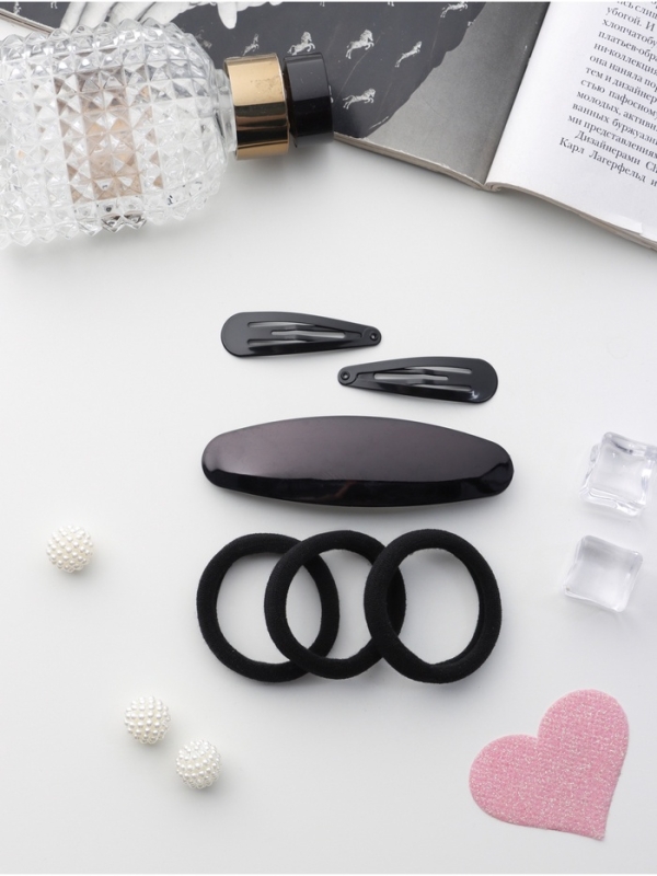 Набор для волос Набор для волос "Авиталь" (3 резинки 6 см, заколка-автомат 9 см, 2 невидимки 4,5 см) чёрный 106915