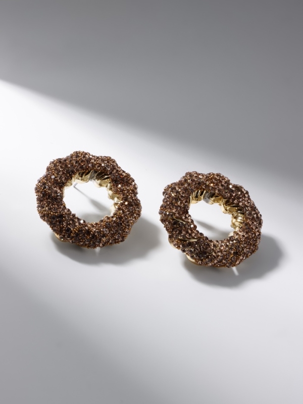 Серьги со стразами «Блеск» кольцо, цвет золото