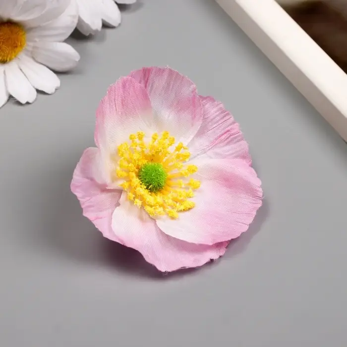 Бутон на ножке для декорирования "Рудбекия бело-розовая" 6,5х6,5 см