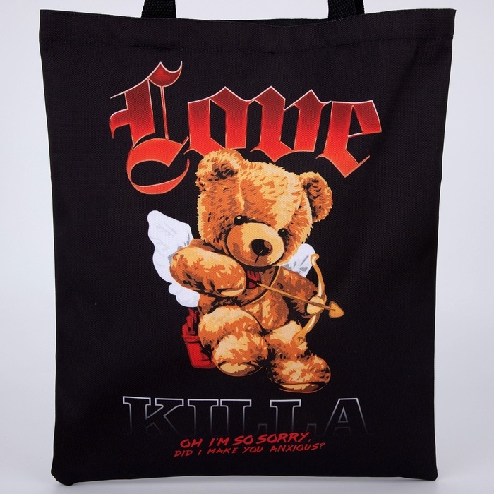 Шопер Шопер "Мишка ангел" 35 х 0,5 х 40, отдел без молнии, без подклада, чёрный