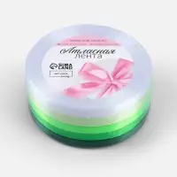 Атласная лента, набор 5 шт., 6 мм, 23&plusmn;1 м, белая, зелёная