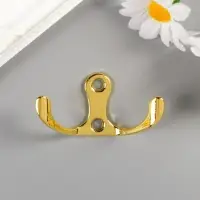 Крючок металл двойной, набор 4 шт., золото, 4.5&times;3 см