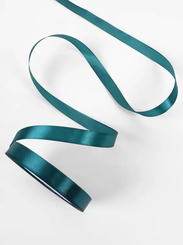 Лента атласная, 12 мм, 23±1 м, тёмно-бирюзовая №62 Лента атласная, 12 мм, 23±1 м, тёмно-бирюзовая №62