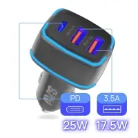 USB автомобильное зарядное устройство AVS 3 порта UC-742 (USB QC 3.0 + PD Type C )