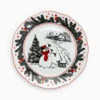 Тарелка плоская новогодняя &laquo;Снеговик&raquo;, d=19 см