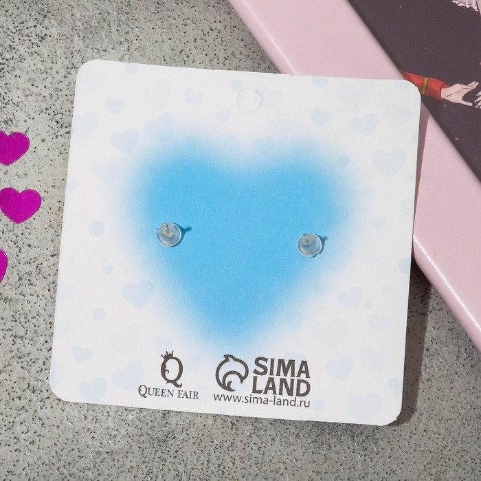 Серьги с эмалью «Сердце» мультик, цвет синий в золоте Серьги с эмалью «Сердце» мультик, цвет синий в золоте