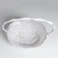 Корзина плетёная для хранения, лоза, с ручкой, овальная, со вставкой, серая, набор 3 шт.