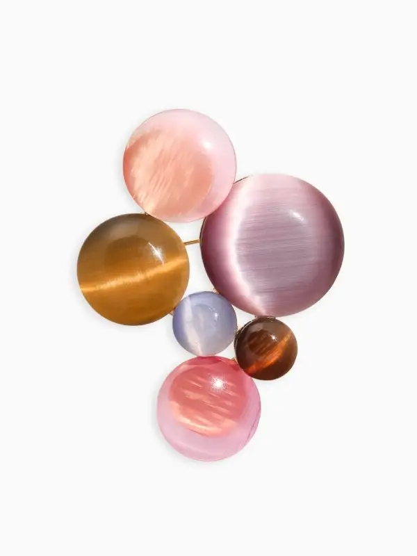 Брошь "Пузырьки", цветная в золоте