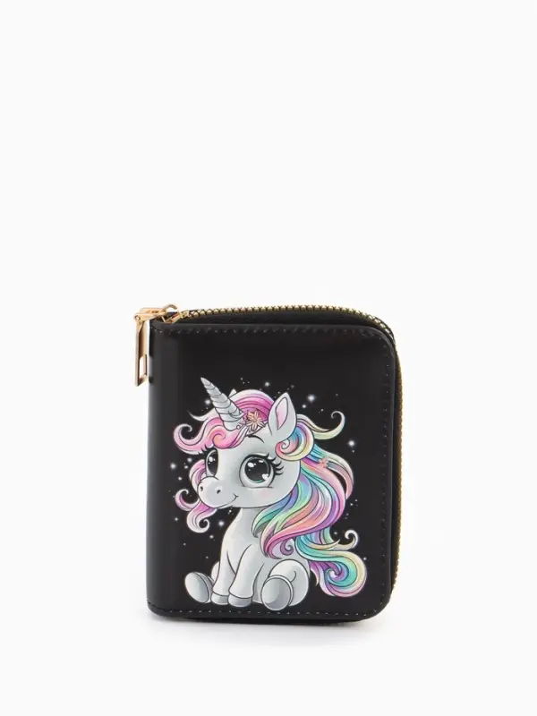 Кошелёк на молнии &laquo;Выбражулька&raquo;, 8.5&times;2.5&times;10.5 см, с принтом, чёрный