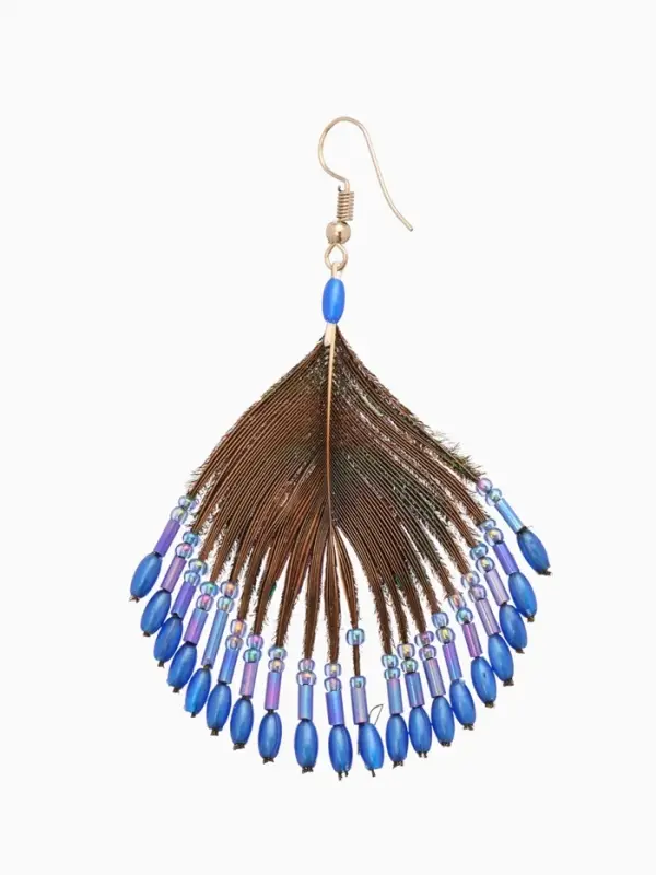 Серьги &laquo;Павлин&raquo;, 5&times;8 см, синие