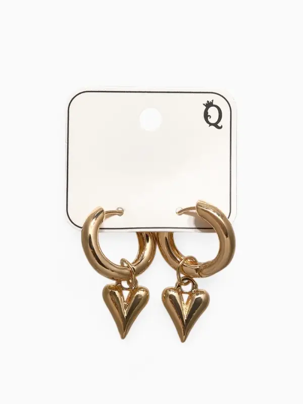 Серьги-трансформеры &laquo;Сердце&raquo;, под гематит, цвет золото