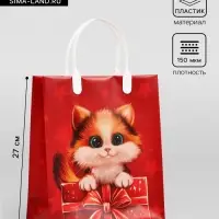Пакет подарочный &laquo;Котёнок&raquo;, мягкий пластик, 23&times;27 см, 150 мкм