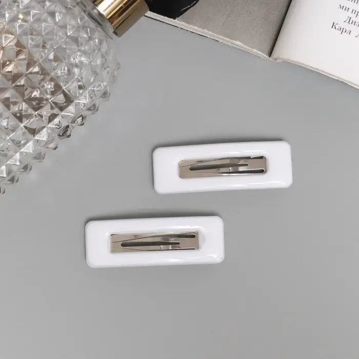 Невидимки для волос «Венера», набор 2 шт., классик, 5 см, белые Невидимки для волос «Венера», набор 2 шт., классик, 5 см, белые