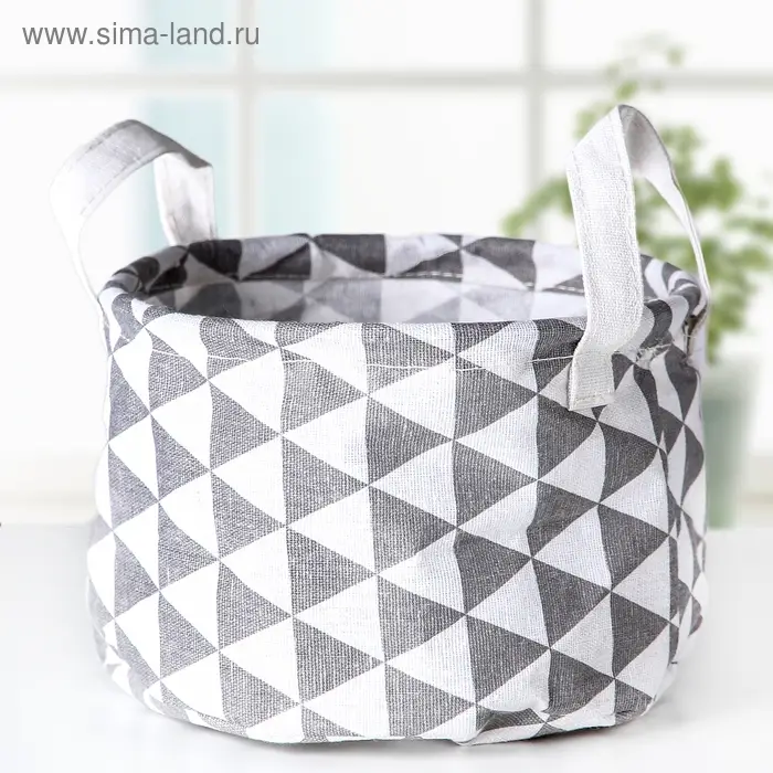 Корзина для хранения с ручками «Геометрия», 20×20×17 см, цвет серый Корзина для хранения с ручками «Геометрия», 20×20×17 см, цвет серый