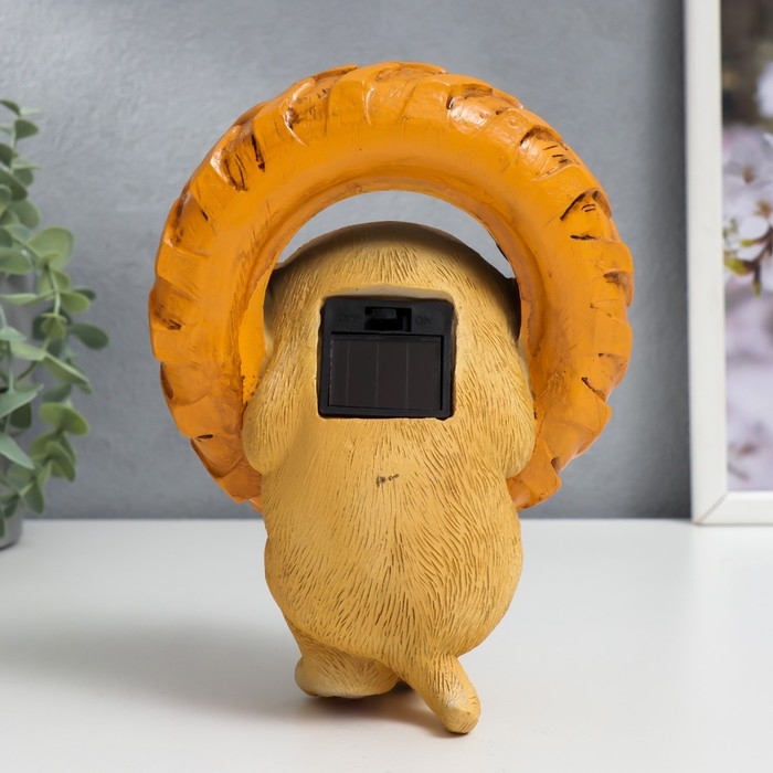 Сувенир полистоун свет Сувенир полистоун свет "Пёсик зацепился за колесо" от солнечной батареи 19,5х11х13,5 см