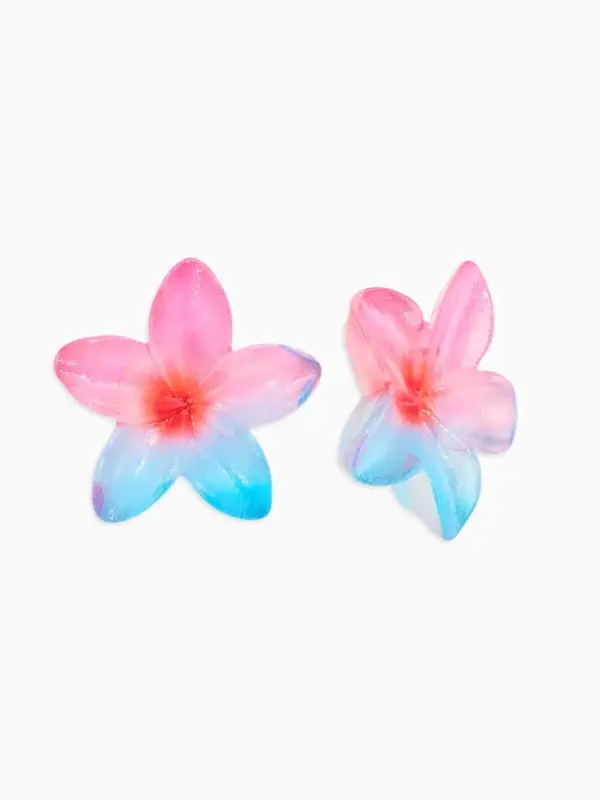 Серьги пластик &laquo;Цветок Лилии&raquo;, прозрачные, блёстка, розовый, голубой