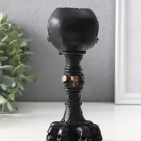 Подсвечник «Череп на ножке», 16×6.5×7.5 см, чёрный