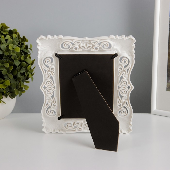 Фоторамка пластик 10х15 см "Рококо" белая 22,5х17,8 см