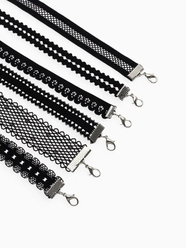 Чокер &laquo;Ассорти&raquo;, ажур, набор 6 шт. чёрный, 30.5 см