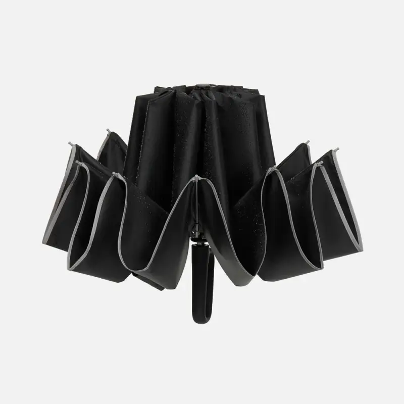 Зонт обратного сложения с ручкой-карабином Foldberry, черный