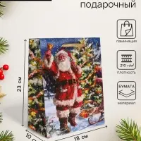 Пакет подарочный новогодний ламинированный &laquo;Санта&raquo;,18&times;23&times;10 см