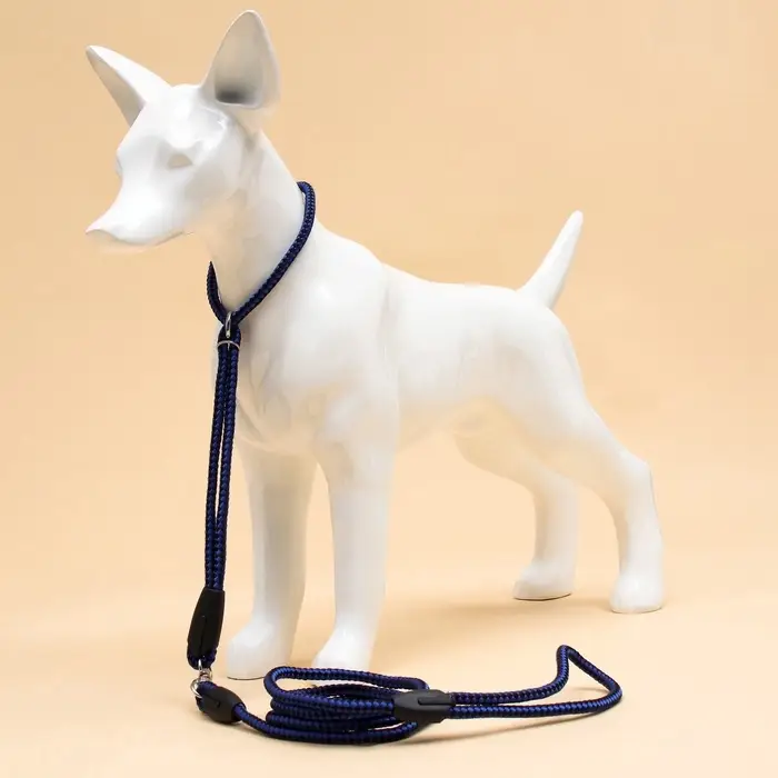 Ринговка для собак, 150&times;0.6 см, с вертлюгом, синяя, чёрная