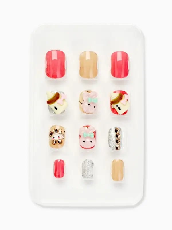 Детские накладные ногти &laquo;Плюшевый зайка&raquo;, 12 шт.