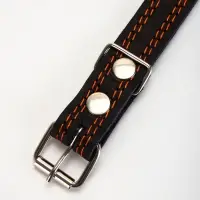 Ошейник кожаный усиленный капроном с полукольцом, 55&times;2.5 см, ОШ 27-53 см, чёрный