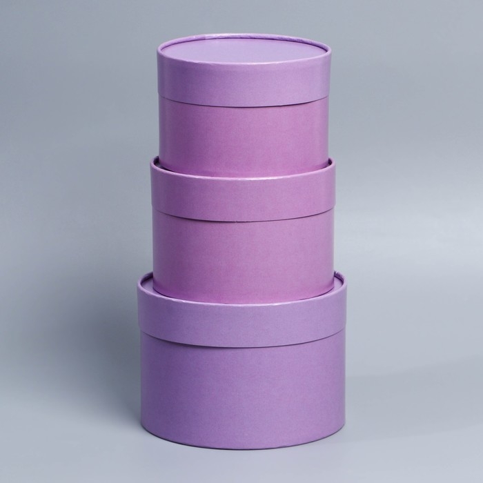 Набор шляпных коробок 3 в1, упаковка подарочная, (16х10,14х9,13х8,5) лавандовый